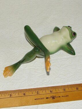Franz Amphibia FROG FIGURINE, Porcelain Reclining FZ00079